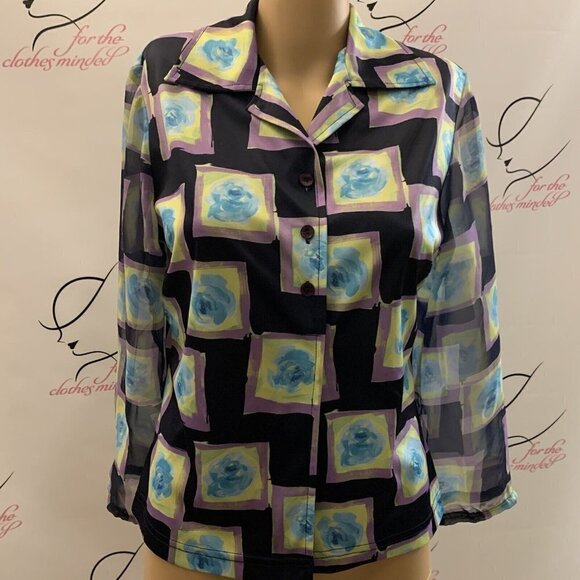 No Boundaries. Bust 36". JR? Long Sleeve Button Up Shirt. Sheer Sleeves. B62 - Picture 1 of 4